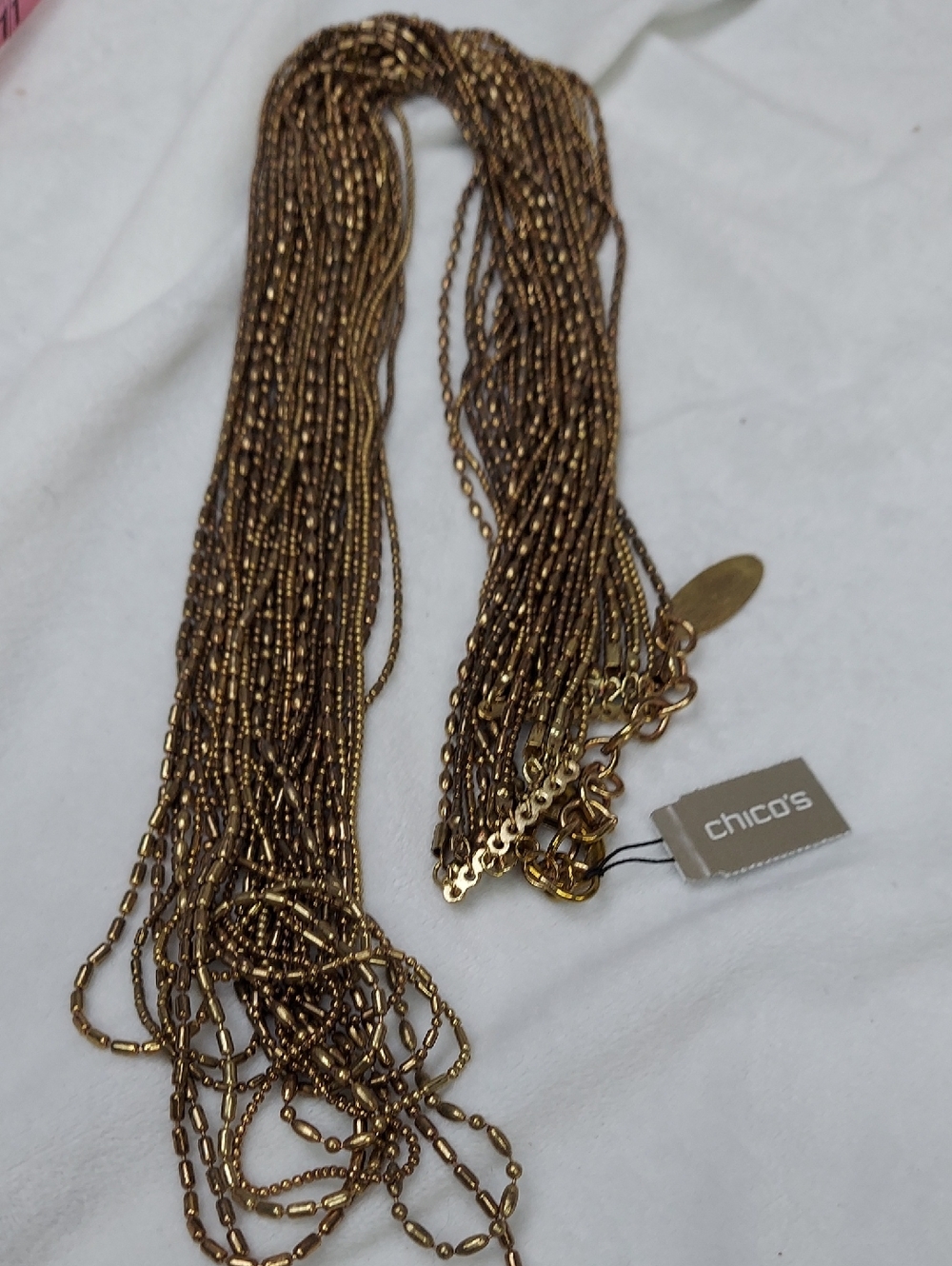 Chico's Layered Metallic Bronze Multi-Strand Necklace